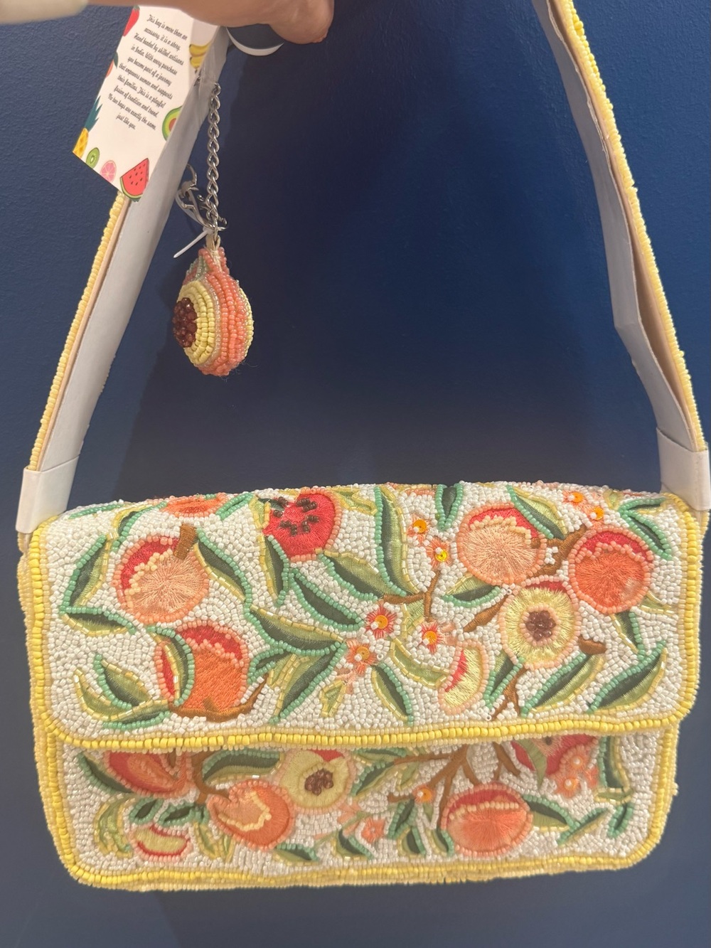 Beaded Floral Orange & Yellow Shoulder Bag